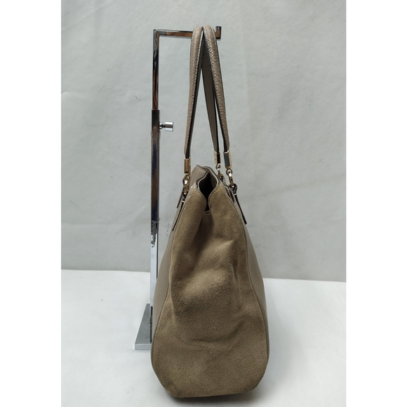 Coach Gray Leather Suede Double Handles Satchel Bag - Picture 4 of 16